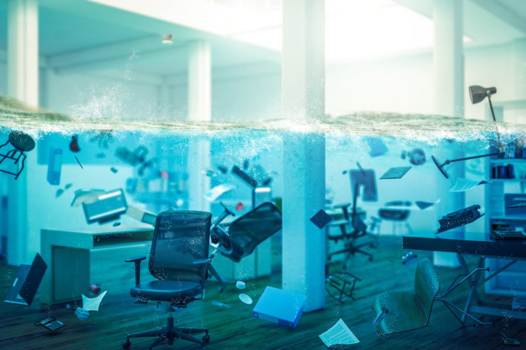 flooded office